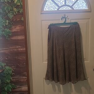 Ladies Size 8 Anne Klein Silk Multi-colored Midi Skirt